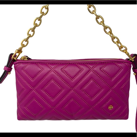 NEW Tory Burch Fleming Chain Fuchsia Quilted Crossbody - Picture 1 of 8